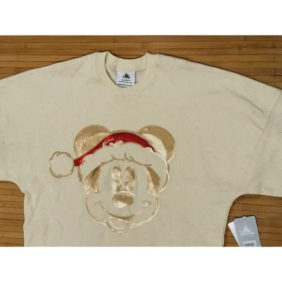 NEW Disney Sequined Santa Mickey Merry Christmas Pixie Dust Spirit Jersey Size S - Picture 3 of 9